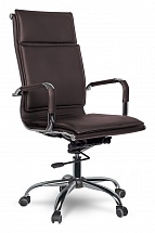 Кресло руководителя COLLEGE CLG-617 LXH-A(XH-635) Brown, экокожа,крест.хром/металл,подлокот.хром.металл с кожаными накладками, ШxГxВ см 50х47х110-116
