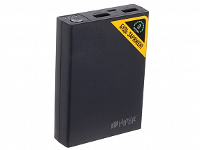 Внешний аккумулятор Hiper RP10000 Black, 10000mAh, 2xUSB 2.1A, Li-Ion, индикатор заряда