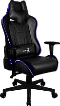 Игровое кресло Aerocool AC220 RGB-B , черное, с перфорацией, с RGB подсветкой, до 150 кг, размер, см (ШхГхВ) : 66х63х125/133.