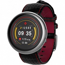 Смарт часы MyKronoz ZeRound2HR Premium цвет матовое серебро, ремешок цвет черный карбон с красной прострочкой