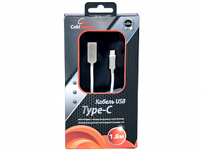 Кабель USB 2.0 Cablexpert, AM/Type-C, серия Platinum, длина 1.8м, белый, блистер
