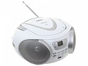 Аудиомагнитола BBK BX107U CD MP3 белый металлик 