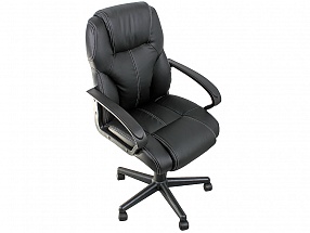 Кресло офисное COLLEGE HLC-0601, черный, экокожа, 120 кг, подлокотники черный пластик/кожа, крестовина черный пластик, (ШxГxВ), см 62x70x108-118 Кресл