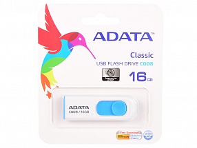 Внешний накопитель 16GB USB Drive ADATA USB 2.0 C008 бело-синяя выдвижная AC008-16G-RWE