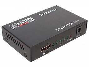 Разветвитель HDMI 1= 4 Telecom   TTS5020 , каскадируемый , 1.4v+3D