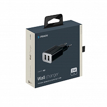 Сетевое зарядное устройство Deppa 2 USB 2.4А, черный