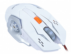 Мышь RITMIX ROM-355 White Игровой дизайн, проводн., USB, 800/1200/1600/2400 dpi, 5 кн.+ колесо, длина кабеля 150 см, длина мыши 126 мм, подарочная упа