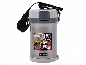 Термос для еды с контейнерами Tiger LWU-B200 Warm Silver (цвет серебряный, в комплекте контейнеры 0,8л, 0,34л, 0,27л, жесткий чехол с регулируемым нап