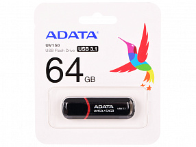 Внешний накопитель 64GB USB Drive ADATA USB 3.1 UV150 черная 90/20 МБ/с AUV150-64G-RBK