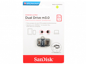 Внешний накопитель USB 64Gb SanDisk Ultra Dual SDDD3-064G-G46 черный 