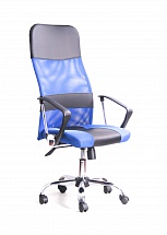 Кресло Recardo Smart (Синий, сетка/кожа, высота 1180-1270мм, спинка 740мм, Ш500*Г490, крест 700мм, макс. 120кг, газлифт/качание/откидывание)
