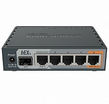 Маршрутизатор MikroTik RB760iGS hEX S with Dual Core 880MHz MHz CPU, 256MB RAM, 5 Gigabit LAN ports, SFP, USB, PoE-out on port #5, RouterOS L4, plasti