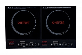 Индукционная плитка KITFORT КТ-104, 2 комфорки, стеклокерамика, таймер, дисплей, черный
