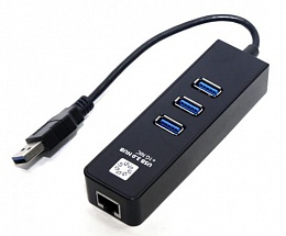 Сетевой адаптер 5bites UA3-45-04BK USB3.0 - 3*USB3.0 / RJ45 10/100/1000 Мбит/с, черный 