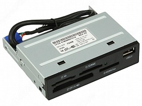 Картридер <All-in-1> USB 2.0 (internal) 3.5" Sema, Black (SFD-321F/TS4UB) + 1 USB порт