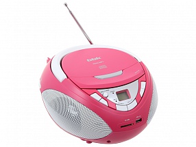 Аудиомагнитола BBK BX108U CD MP3 розовый/cеребро 