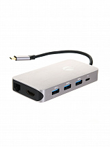 Концентратор (Хаб) USB3.1 Type-CM--HDMI+RJ45+4*USB3.0+SD+TF+PD charging docking space, металлический корпус,VCOM  CU431M  