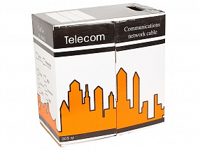 Кабель UTP кат.5е "Telecom" CCA (бухта 305м) LSZH (огнеупорный, не содержит галогенов)  (Омедненный)