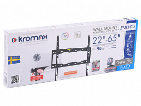 Кронштейн Kromax ELEMENT-3 для LED/LCD TV 22"-65", max 50 кг, 0 ст свободы, от стены 28мм, max VESA 400x400 мм, автомат замок - фиксатор
