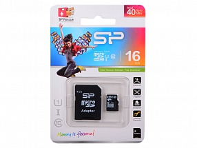 Карта памяти MicroSDHC 16GB Silicon Power Class10 + SD Adapter (SP016GBSTH010V10SP)