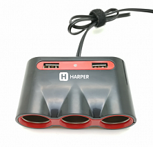 Разветвитель прикуривателя HARPER DP-330 2xUSB + 3 разъема прикуривателя