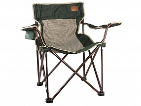 Складное кресло Camping World Villager S чехол, подстаканник в подлокотнике, сетчатые спинка и седенье, усиленные ножки, зелёный