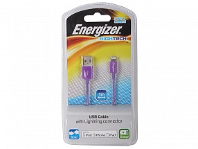 Кабель Energizer SYIPPU2 кабель для Apple iPhone/iPad 5 Lighting original длина кабеля 1м, фиолетовый