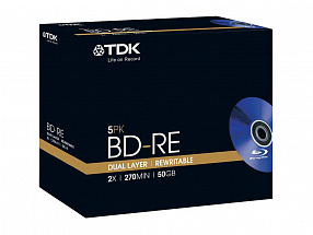 Диски BD-RE TDK 50 2 Jewel case  Double Layer (T19796) (5 шт.) 