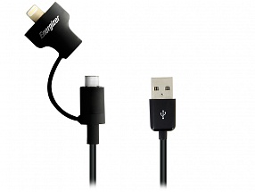 Кабель Energizer SYDUAL2 кабель для Apple iPhone/iPad 5 Lighting original+microUSB кабель переходник 2в1, длина кабеля 1м