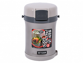 Термос для еды с контейнерами Tiger LWU-B170 Warm Silver (цвет серебряный, в комплекте контейнеры 0,61л, 0,34л, 0,27л, жесткий чехол с регулируемым на