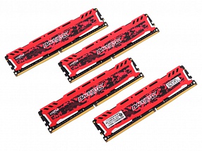 Память DDR4 64Gb 4x16GB (pc-19200) 2400MHz Crucial Ballistix Sport LT Red CL16 DR x8 BLS4C16G4D240FSE
