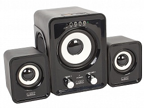 Колонки CBR CMS 725 black, 2.1 (5W+3W*2, USB.  USB/TF слоты,3.5mm AUX IN,FM-радио. Пульт ДУ)
