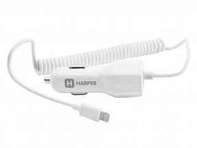 Автомобильное зарядное устройство HARPER CCH-3115 WHITE 1xUSB + кабель Lightning