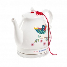 Чайник Endever Skyline KR-410C, 1600 Вт., 1,6 л., керамический эко, белый/рисунок птичка на ветке