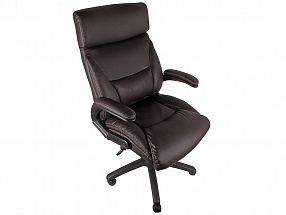 Кресло офисное COLLEGE HLC-0383-1, коричневый, экокожа, 120 кг, подлокотники черный пластик/кожа, крестовина черный пластик, (ШxГxВ),см 64x72x110-119