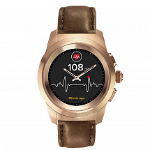 Гибридные смарт часы MyKronoz ZeTime Premium Regular цвет матовое розовое золото, кожаный ремешок цвет коричневый винтаж