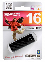 Внешний накопитель 16GB USB Drive  USB 2.0  Silicon Power Ultima U3 Black (SP016GBUF2U03V1K)