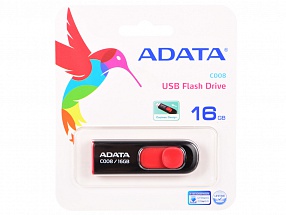 Внешний накопитель 16GB USB Drive ADATA USB 2.0 C008 черно-красная выдвижная AC008-16G-RKD