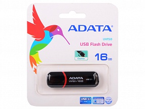 Внешний накопитель 16GB USB Drive ADATA USB 3.1 UV150  черная 90/20 МБ/с AUV150-16G-RBK