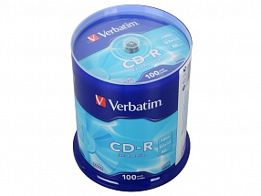 Диски CD-R 80min 700Mb Verbatim  52x  100 шт  Cake Box   43411 