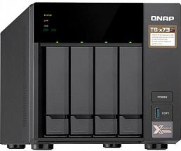 Сетевой накопитель QNAP  TS-473-4G Сетевой RAID-накопитель, 4 отсека 3,5"/2,5", 2 слота M.2 SSD. AMD RX-421ND 2,1 ГГц (до 3,4 ГГц ), 4 ГБ DDR4.