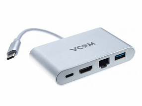 Кабель-адаптер USB3.1 Type-CM--HDMI+USB3.0+RJ45+PD charging  VCOM  CU455 