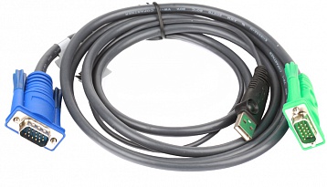 Кабель ATEN KVM Cable 2L-5202U Кабель для KVM: USB(Am)+DB15(m) (PC) -на- SPHD15(m) (KVM),1.8м 