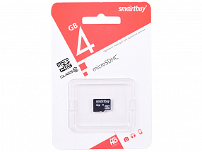Карта памяти Micro SDHC 4GB Smartbuy Сlass 10 (без адаптеров)
