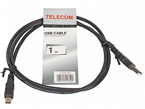 Кабель USB 2.0 AM/miniB 5P Telecom  TC6911BK-1.0M  1м, (mini USB), черный