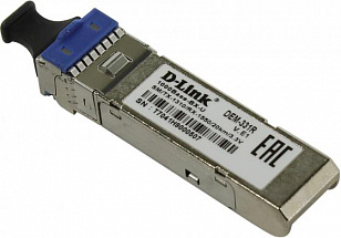 Трансивер сетевой D-Link DEM-331R/20KM/DD/E1A WDM SFP-трансивер с 1 портом 1000Base-BX-U (Tx:1310 нм, Rx:1550 нм) для одномодового оптического кабеля 