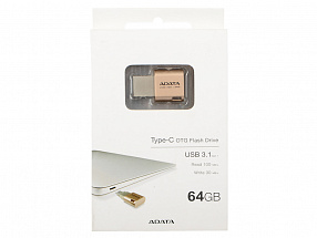 Внешний накопить USB 64Gb A-Data Choice UC350 USB3.1/Type-C AUC350-64G-CGD золотистый 