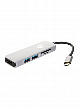 Концентратор (Хаб) USB3.1 Type-CM--HDMI+2*USB3.0+TF+SD docking space, металлический корпус, VCOM  CU430M  